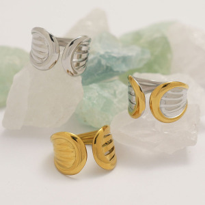 Bague Femme Simple, Forme Irrégulière, En Acier Inoxydable Étanche h5 Image8