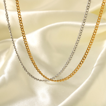 Collier simple en acier inoxydable étanche couleur or (1 pièce)
