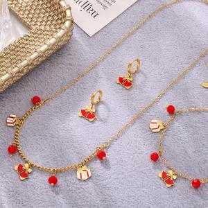 Ensembles De Bijoux Classiques De Noël Pour Femmes, En Acier Inoxydable, Imperméables, Couleur Or, Avec Grenat h5 Image7