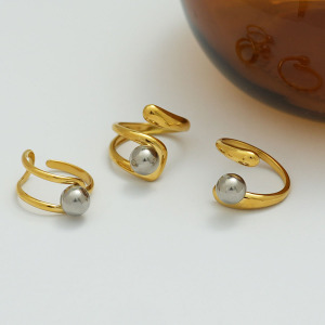 Bague Femme En Acier Inoxydable Étanche, Coloris Or Et Argent (1 Pièce) h5 Image8