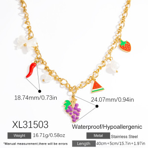 Collier Pendentif Femme Romantique Et Décontracté En Acier Inoxydable, Couleur Or, Motif Fruit. h5 Image2