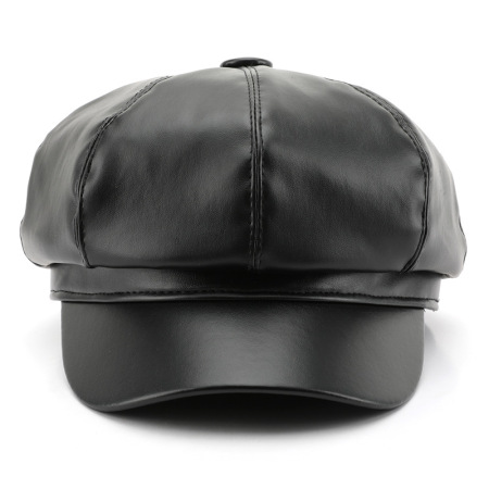 Béret Élégant En Pu De Couleur Unie, 1 Pièce 2