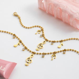 Ensembles De Bijoux Pour Femmes En Acier Inoxydable Étanche Couleur Or, Personnalisables Avec Des Notes. h5 Image8