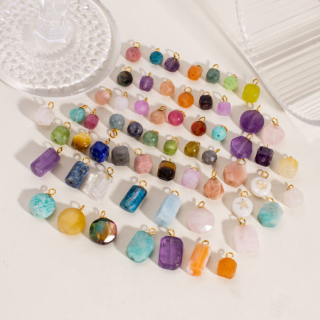 Pendentifs pour femmes en pierres naturelles de forme irrégulière, simples et décontractés, à faire soi-même, 1 pièce 2