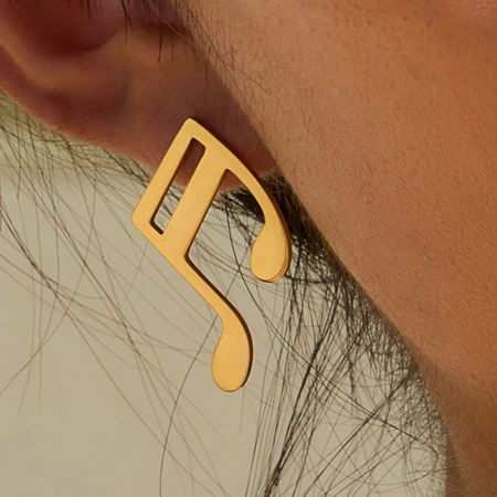1 paire de boucles d'oreilles à clous asymétriques en acier inoxydable étanche couleur or, personnalisables avec un message personnalisé.