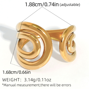 Bague Femme Rétro De Forme Irrégulière, Ajourée, En Acier Inoxydable Étanche (1 Pièce) h5 Image2