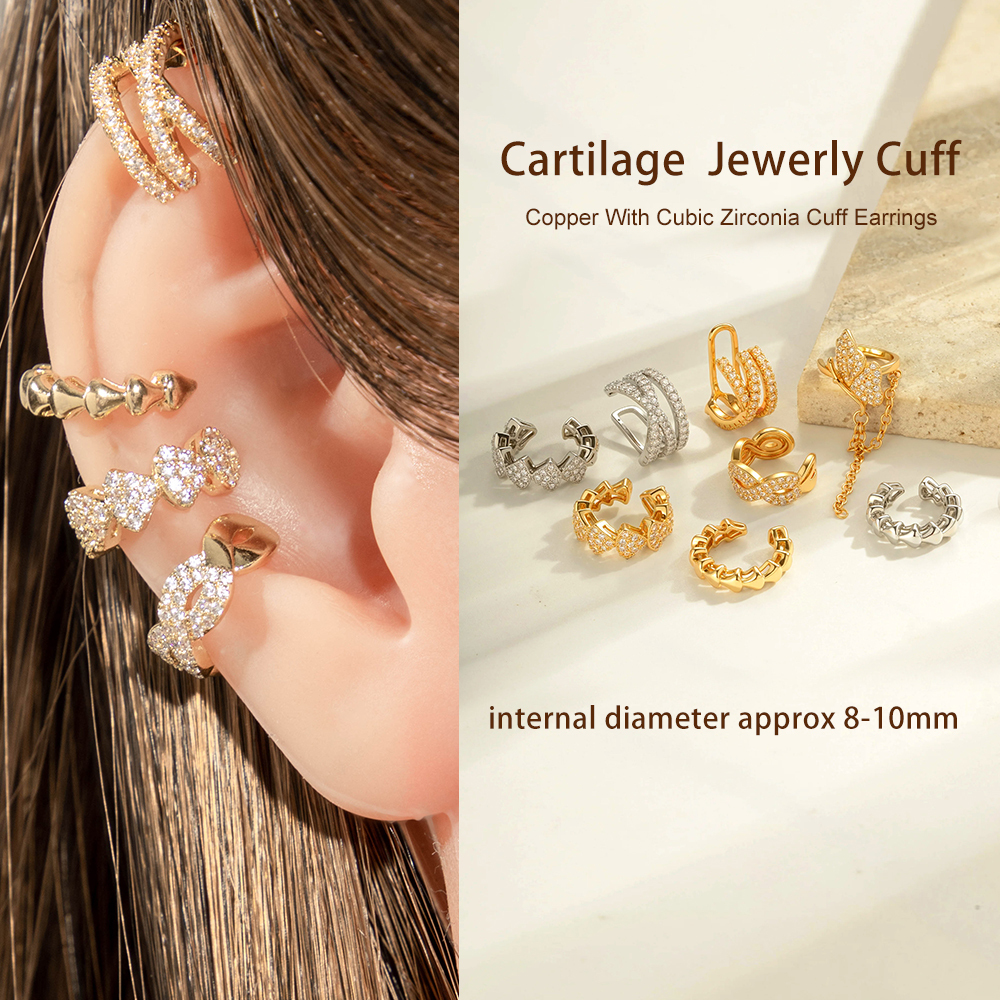 1 Pièce De Manchettes D'Oreilles En Cuivre Doré Et Zircon Image4