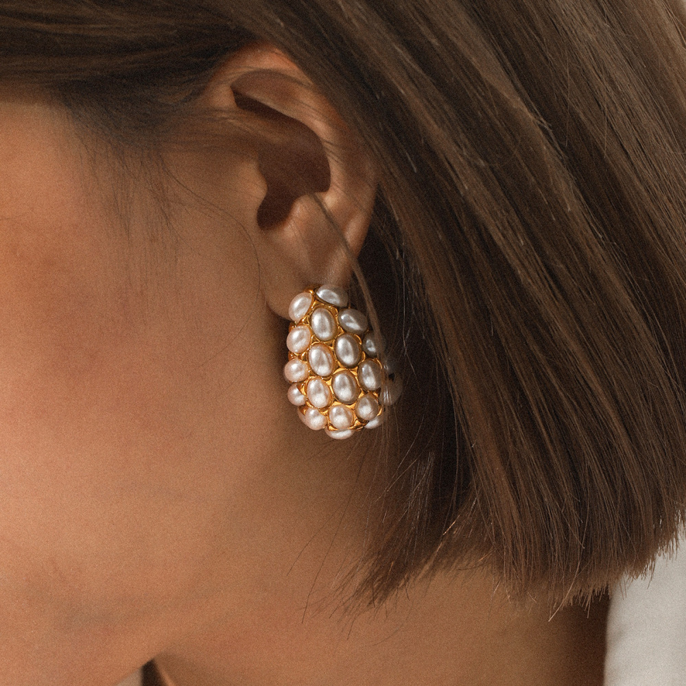 1 Paire De Boucles D'Oreilles Puces Simples Et Élégantes Pour Femme, En Acier Inoxydable Imperméable, De Forme Irrégulière. Image3