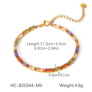 Bracelet Chaîne Femme En Acier Inoxydable Rectangulaire De Luxe, Étanche, Avec Zircon (1 Pièce). h5 Image2