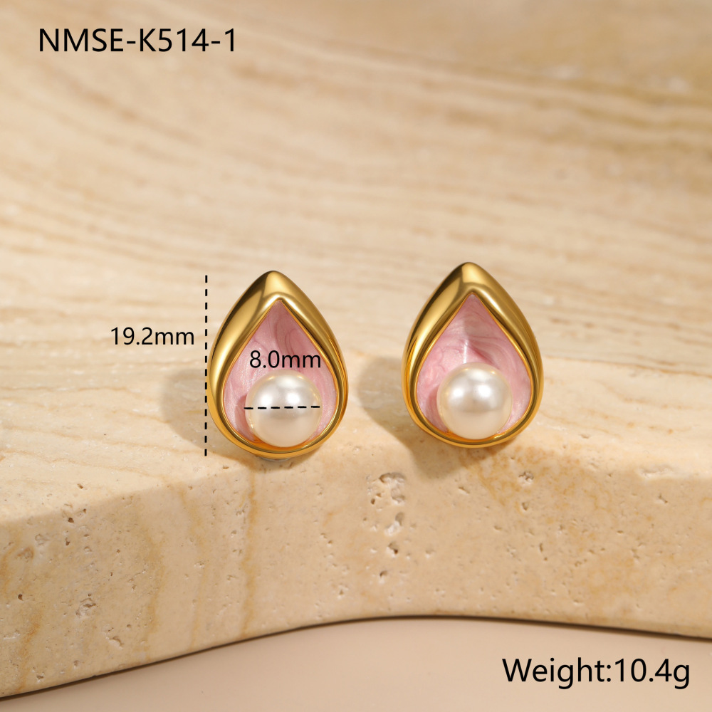 1 Paire De Boucles D'Oreilles Puces Élégantes En Acier Inoxydable, Étanches, Couleur Or, En Forme De Goutte Pour Femme 