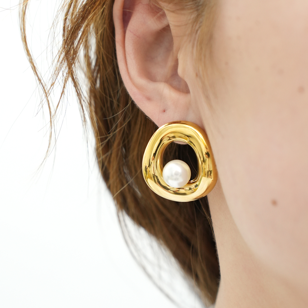 1 Paire De Boucles D'Oreilles Puces Pour Femme, Style Rétro, Forme Irrégulière, En Acier Inoxydable Étanche. Image3