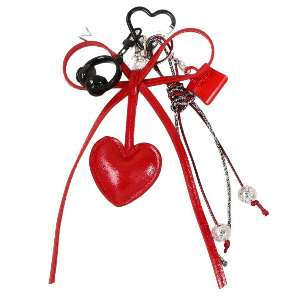 1 Breloque De Sac Pour Femme En Pu, Série Classique, Motif Cœur Rétro Image6