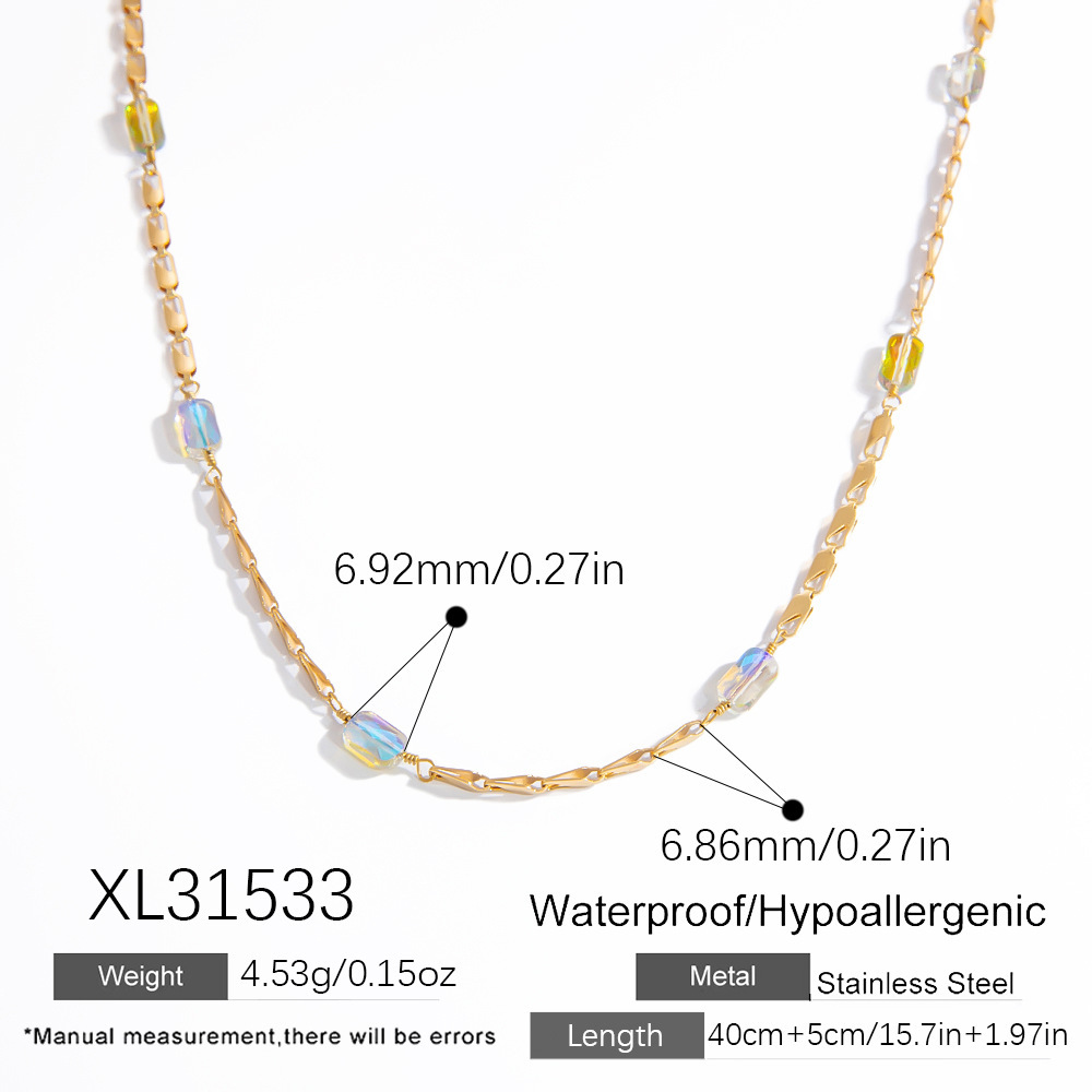 1 Collier Chaîne Femme Simple, Bohème, Forme Irrégulière, En Acier Inoxydable Étanche Image2