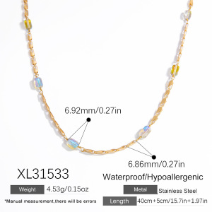 1 Collier Chaîne Femme Simple, Bohème, Forme Irrégulière, En Acier Inoxydable Étanche h5 Image2