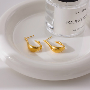 1 Paire De Boucles D'Oreilles Créoles Chics En Acier Inoxydable, Étanches, Couleur Or, Pour Femme. h5 Image6