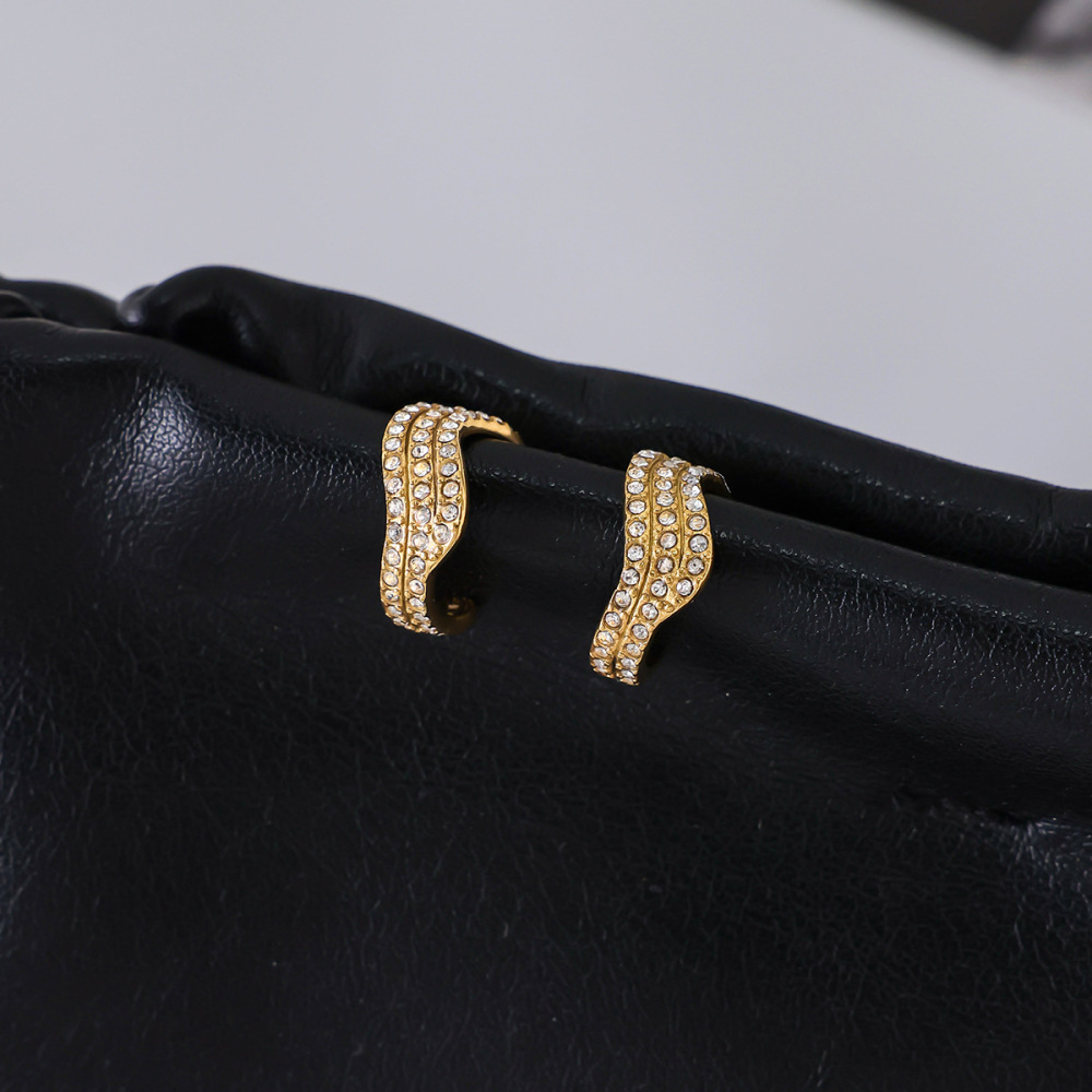 1 Paire De Manchettes D'Oreilles Pour Femmes, Collection Intricate Series Classic Curve, En Acier Inoxydable Étanche, Couleur Or h5Image6