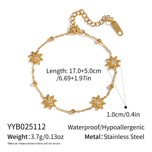Ensemble Collier Et Collier En Acier Inoxydable Doré, Imperméable, Avec Motif Floral h5