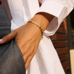 Ensembles De Bijoux Pour Femmes En Acier Inoxydable Doré, Imperméables, Avec Fleurs Colorées h5 Image5