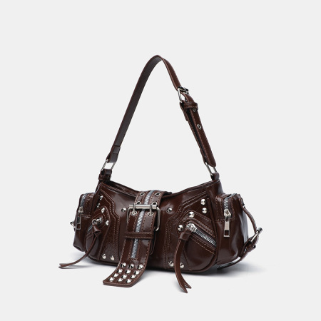 Sac à bandoulière en PU pour femme, série luxueuse, rivets punk, 1 pièce 2