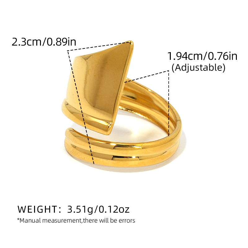 Bague Tendance En Acier Inoxydable Doré, Forme Simple Et Irrégulière (1 Pièce), Étanche. Image2