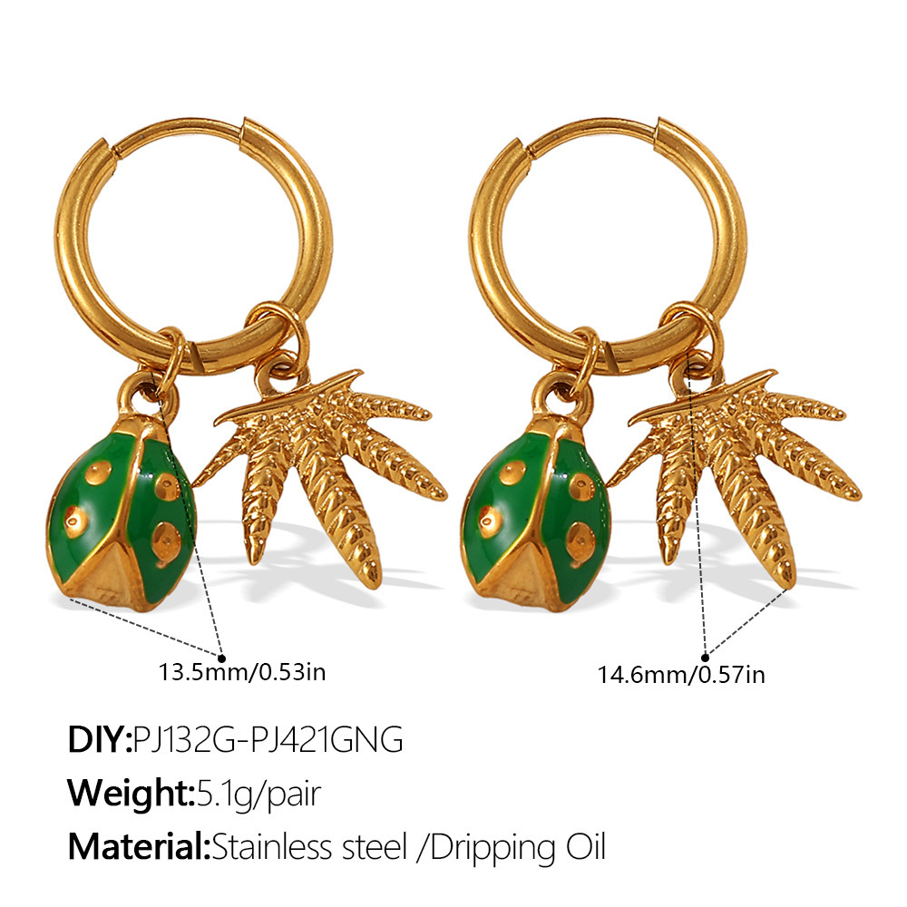 1 Paire De Boucles D'Oreilles Pendantes En Acier Inoxydable Doré, Étanches, En Forme De Fruits 