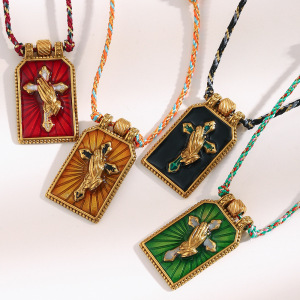 Collier Pendentif Sophistiqué Pour Femme, En Acier Inoxydable Étanche, Couleur Or, Orné D'Un Motif De Tarot (1 Pièce) h5 Image3