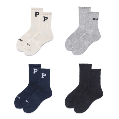 1 paire de chaussettes mi-mollet polyvalentes en coton à imprimé lettre pour femme