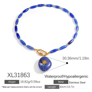 Collier De Perles En Pierre Naturelle Et Résine Pour Femme, Forme Irrégulière Classique, 1 Pièce h5 Image2