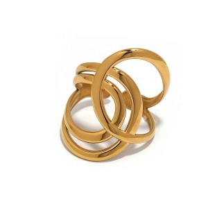 Bague Femme Simple, Rétro, De Forme Irrégulière, En Acier Inoxydable Étanche (1 Pièce) h5