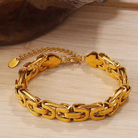 Bracelet à grosse chaîne en acier inoxydable étanche couleur or (1 pièce) 2