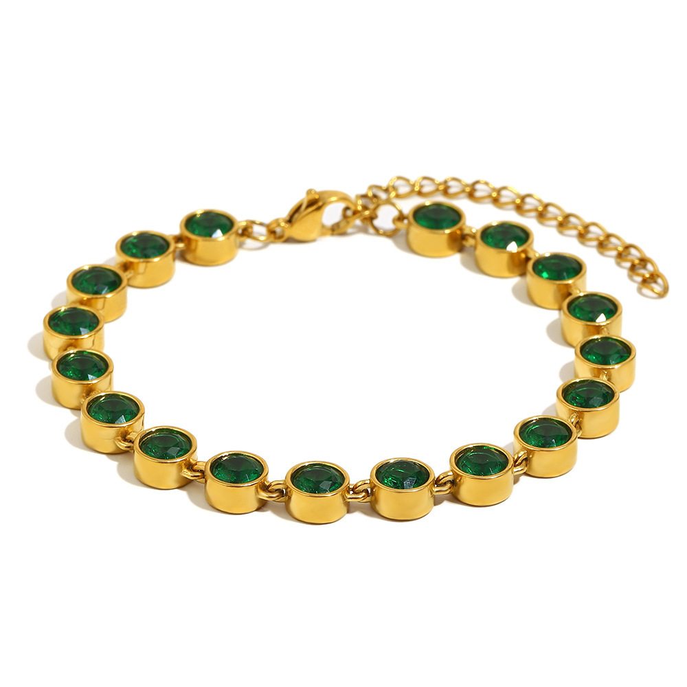 Bracelet Chaîne Classique De Luxe Pour Femme, En Acier Inoxydable Étanche Avec Zircon (1 Pièce). 