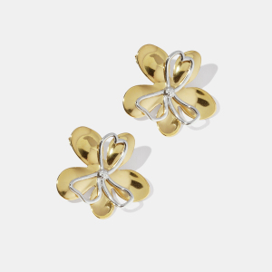 Boucles D'Oreilles Puces En Acier Inoxydable Imperméable, Couleur Or Et Argent, Motif Floral h5 Image2