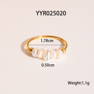 Bague Daily Circle En Acier Inoxydable Étanche Couleur Or Avec Perles (1 Pièce) h5 