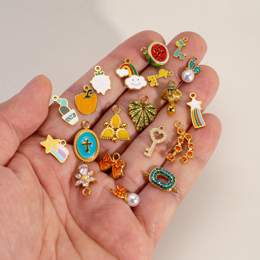 Pendentif Romantique À Faire Soi-Même En Forme De Cœur, D'Animal Ou De Fruit, En Acier Inoxydable Étanche, Couleur Or, Pour Femme (1 Pièce) Image3