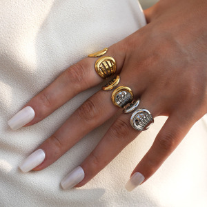 Bague Femme Simple, Forme Irrégulière, En Acier Inoxydable Étanche h5 Image6