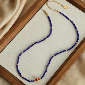 Collier De Perles Pour Femme, 1 Pièce, En Acier Inoxydable Imperméable, Couleur Or, Orné De Perles En Pierre Naturelle Exquise h5 Image3