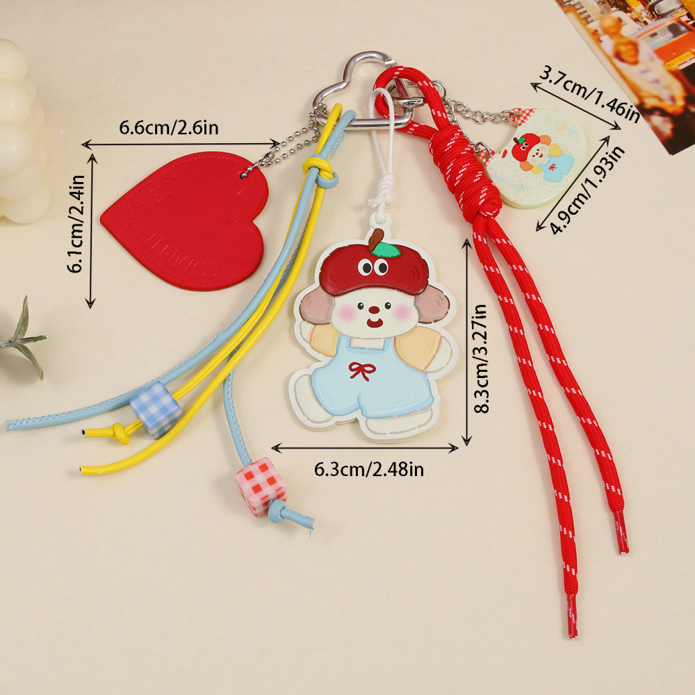 1 Pièce Adorable Petite Fille De Dessin Animé Avec Breloque De Sac En Pu En Forme De Pomme Pour Femme 
