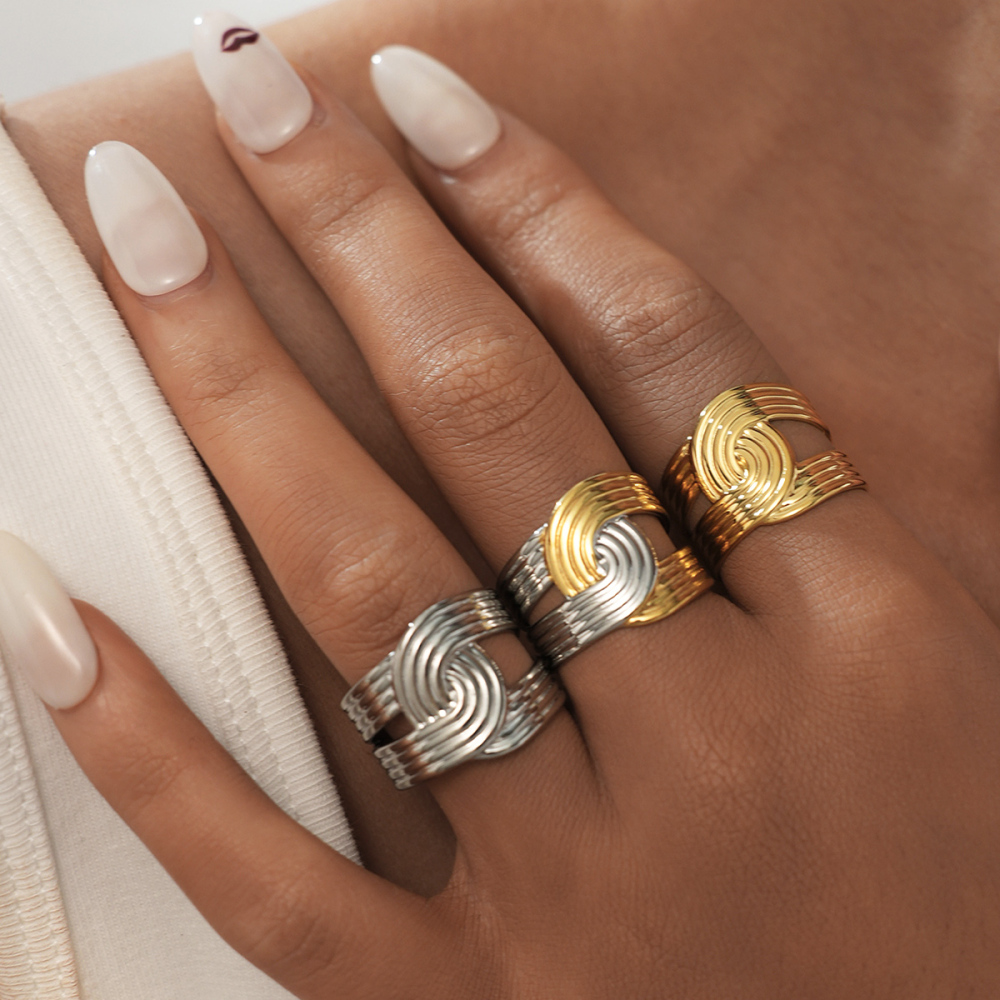 Bague Femme Tendance, Style Rétro Minimaliste, En Acier Inoxydable Étanche (1 Pièce). Image7