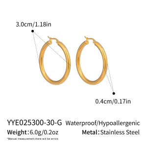1 Paire De Boucles D'Oreilles Créoles Basiques En Acier Inoxydable Étanche Couleur Or h5 