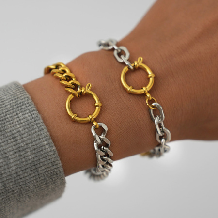 Bracelet chaîne femme étanche en acier inoxydable, coloris or et argent, 1 pièce. 2