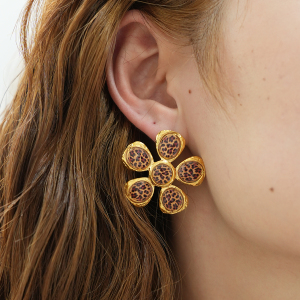 1 Paire De Boucles D'Oreilles À Tige En Acier Inoxydable Couleur Or Pour Femme, Série Simple, Motif Fleur Naturelle h5 Image3