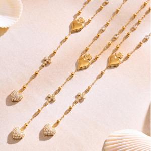Ensembles De Bijoux Pour Femmes En Acier Inoxydable Doré, Forme Croix Et Cœur, Collection Romantique h5 Image8