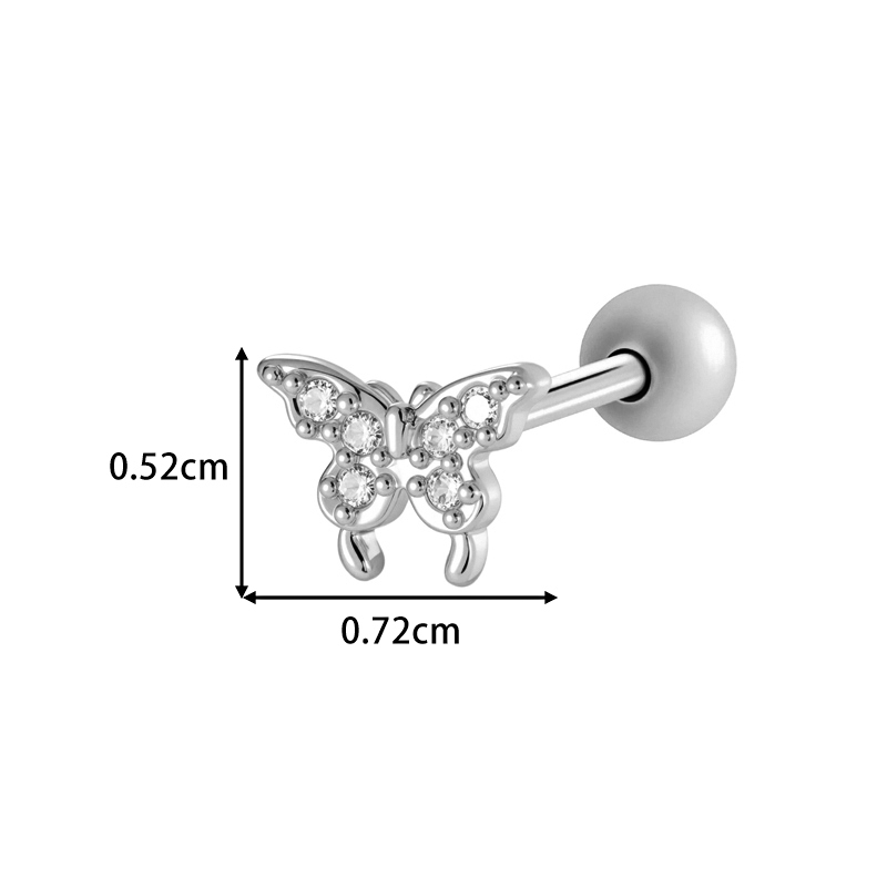 Boucle D'Oreille Piercing Papillon En Cuivre Doré Et Zircon Image2