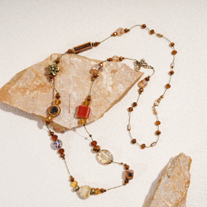 Collier Long En Céramique De Forme Irrégulière À Fleurs Rétro, 1 Pièce h5 Image4
