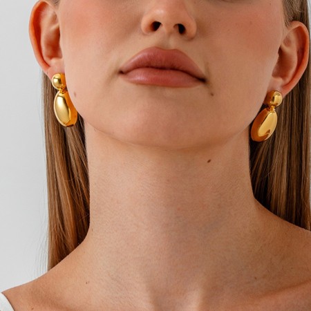 Boucles d'oreilles puces en acier inoxydable doré, étanches, en forme de goutte (1 paire)
