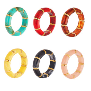 Bracelet Pour Femme En Résine De Forme Annulaire, Couleur Or, Série Élégante, 1 Pièce h5 Image3