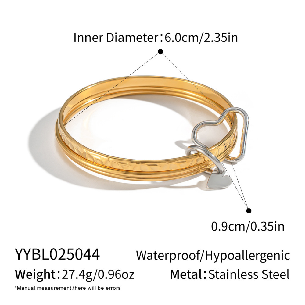 Bracelet Jonc En Acier Inoxydable Étanche, Couleurs Assorties, Avec Boucle En Forme De Cœur (1 Pièce).