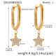 Q053-Boucles d'oreilles en forme de U en zircon doré à cinq branches-L Image3