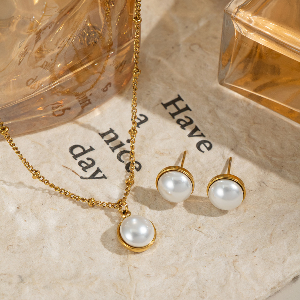 Ensembles De Bijoux Pour Femmes Daily Circle En Acier Inoxydable Étanche Couleur Or Image4