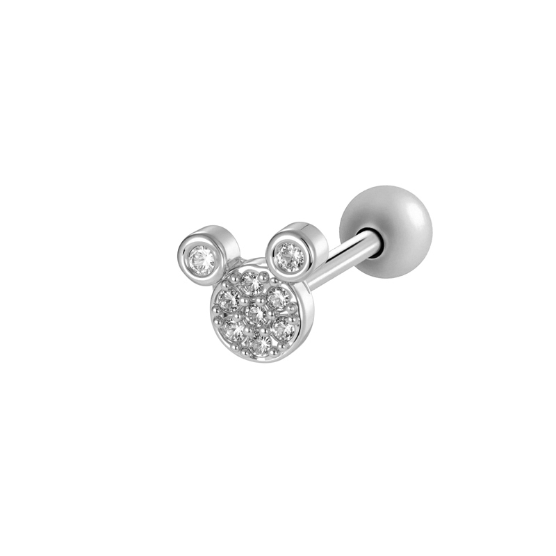 Boucle D'Oreille Piercing Croix Cuivre Or Zircon 1 Pièce